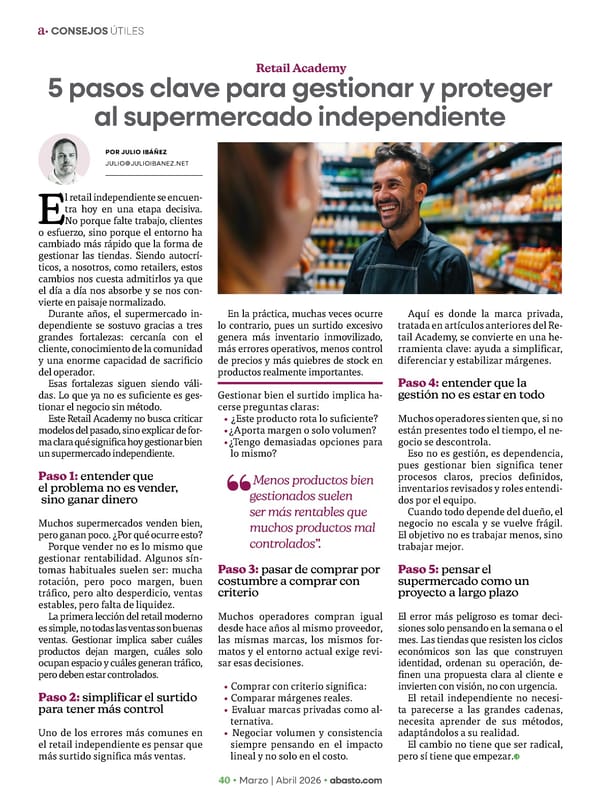 Abasto Magazine Marzo / abril 2026 SPANISH - Page 40