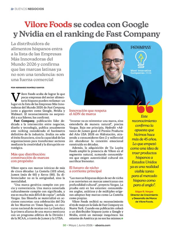 Abasto Magazine - May/June 2026 SPANISH - Page 50