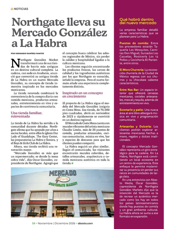Abasto Magazine Noviembre | Dicembre 2026 ESPAÑOL - Page 16